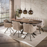 Eettafels - Deens ovale eettafel walnoot bruin massief acaciahout Tavon 215x105 cm - Dimehouse