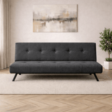 3-personers sovesofa Zoly antracit stof - 180 cm - Uden armlæn - Gecapitonneerd 