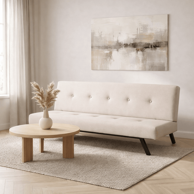 Slaapbanken - Slaapbank Zoly Crème Stof 3 - Zits - 180 cm - Zonder armleuningen - Zoly - Dimehouse