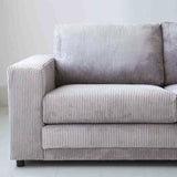 L-formet hjørnesofa i lysegråt ribstof med chaiselong Gabi - højre 