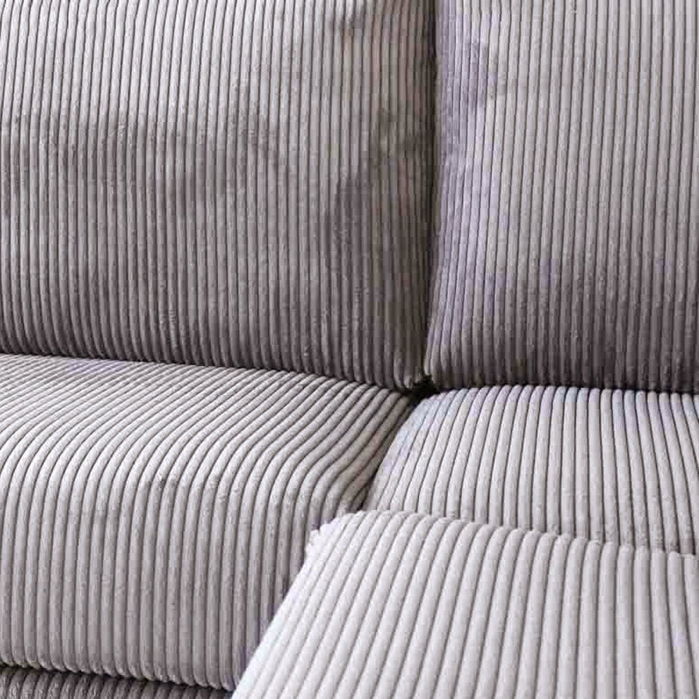 L-formet hjørnesofa i lysegråt ribstof med chaiselong Gabi - højre 