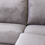 L-formet hjørnesofa i lysegråt ribstof med chaiselong Gabi - højre 