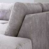 L-formet hjørnesofa i lysegråt ribstof med chaiselong Gabi - højre 