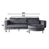 Sofa Bella Dimehouse Antracit LxBxH 138x98x55 Stof Hvid fotostørrelsesindikation