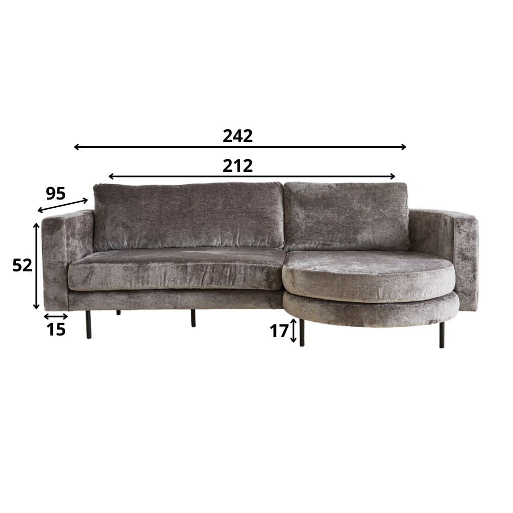 Sofa Bella Dimehouse Grå LxBxH 138x98x55 Stof Hvid fotostørrelsesindikation