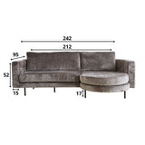 Sofa Bella Dimehouse Grå LxBxH 138x98x55 Stof Hvid fotostørrelsesindikation