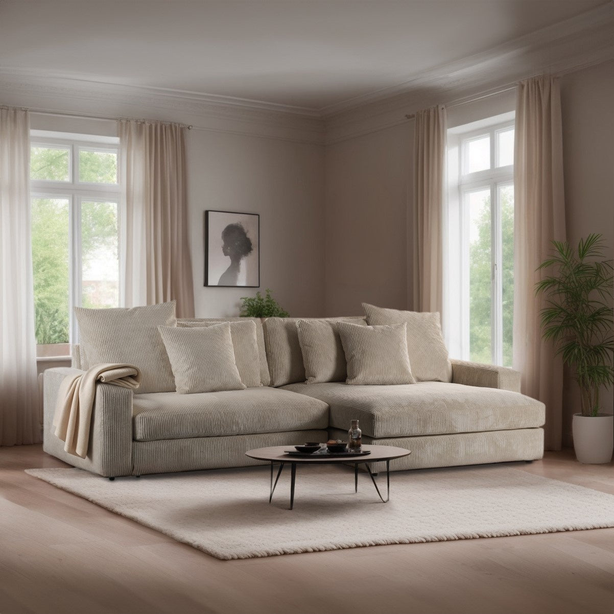 Sofa Kaia DH Interiør Beige Ambient foto diagonalt set forfra