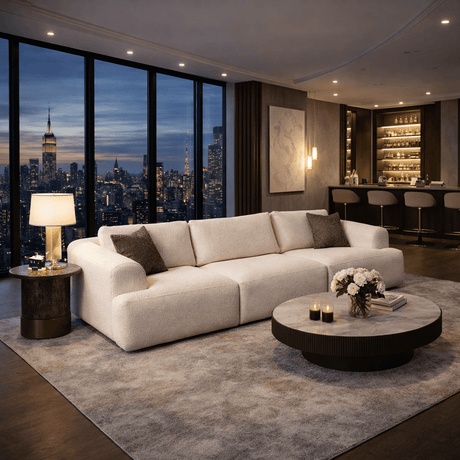 3-personers sofa Grande – Hvid Bouclé – 290 cm – Como