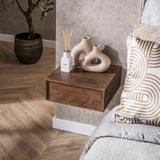 Zwevend nachtkastje acacia drift brown industrieel