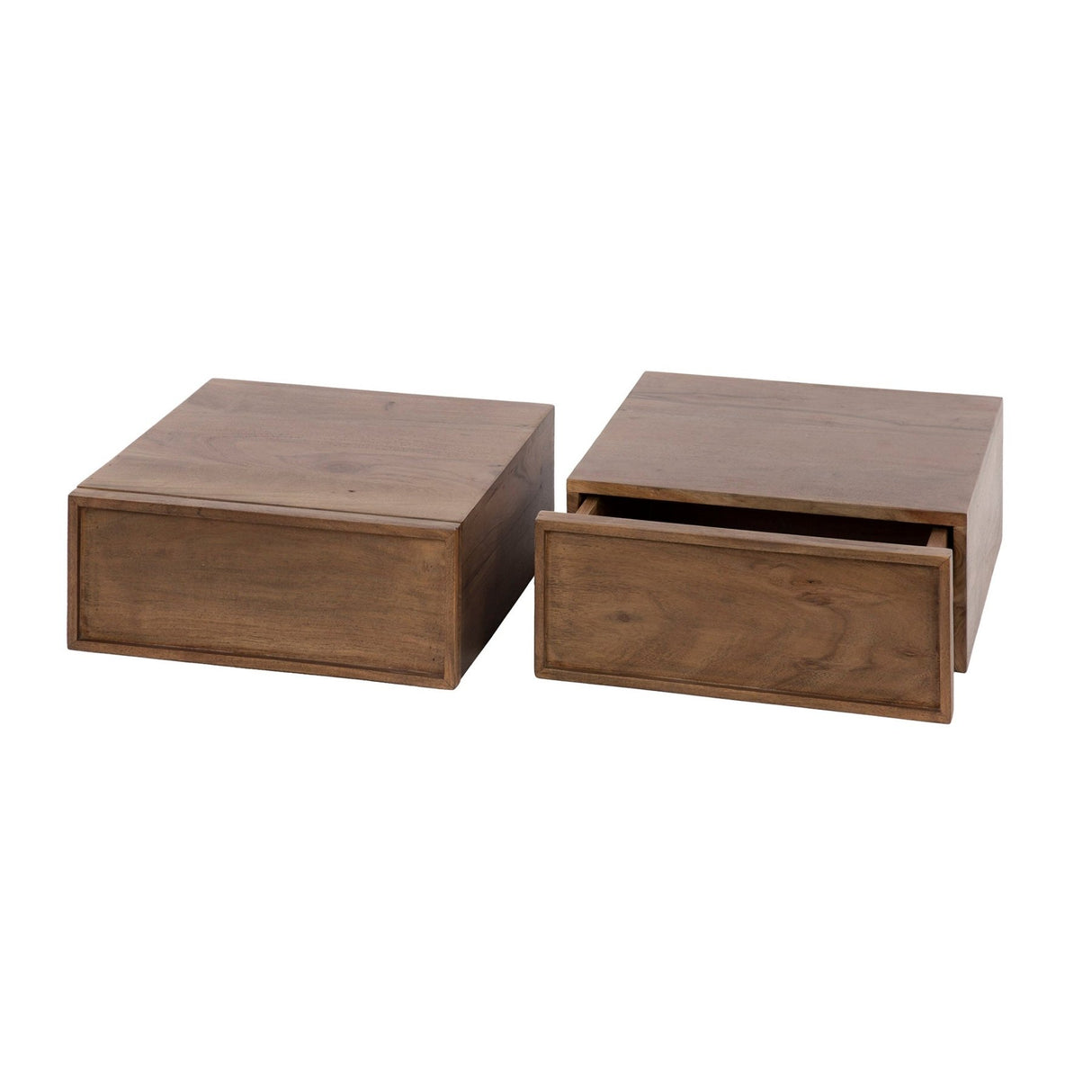 Zwevend nachtkastje acacia drift brown industrieel