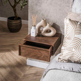 Zwevend nachtkastje acacia drift brown industrieel