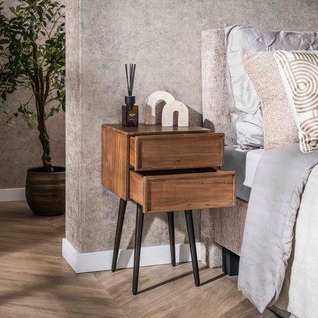 Nachtkastje Lio – Acacia Drift Brown – 2 Lades