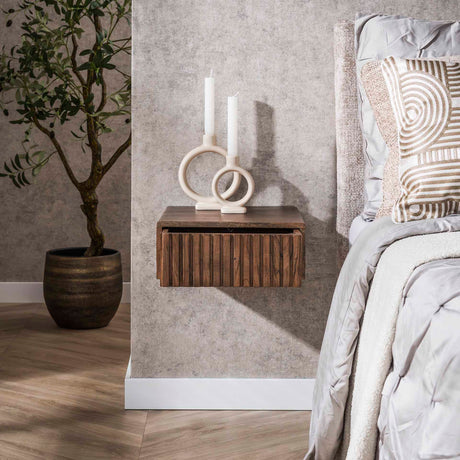 Zwevend nachtkastje acaciahout drift brown – 1 lade