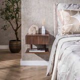 Flydende natbord Akacie Drift Brown – 1 skuffe 35 cm 