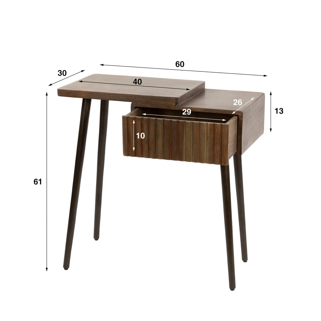 Nachtkastje Jax Links - Acaciahout Drift Brown - 1 Lade