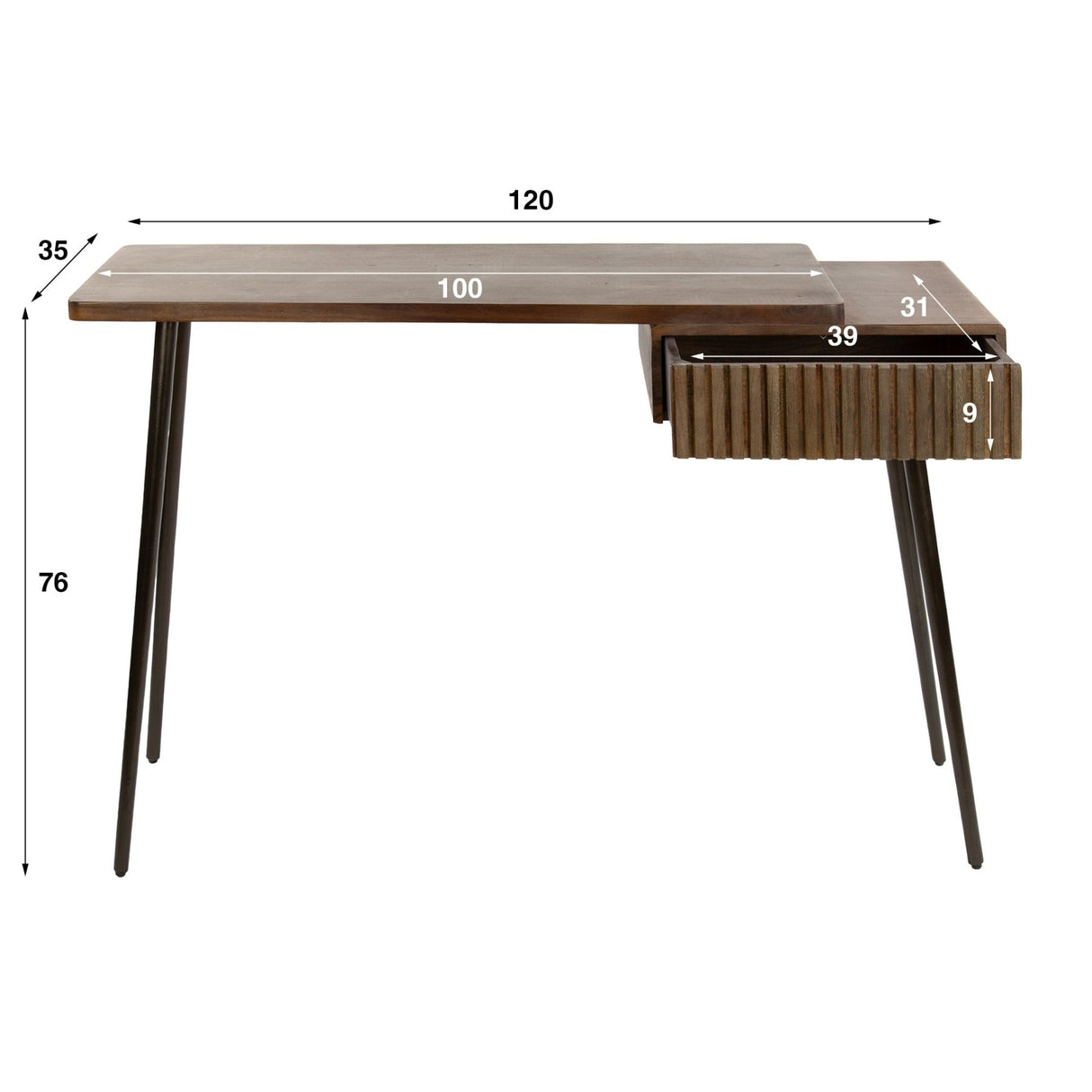 Kaptafel Elin - Massiv Akacie Drift Brown 120 cm 
