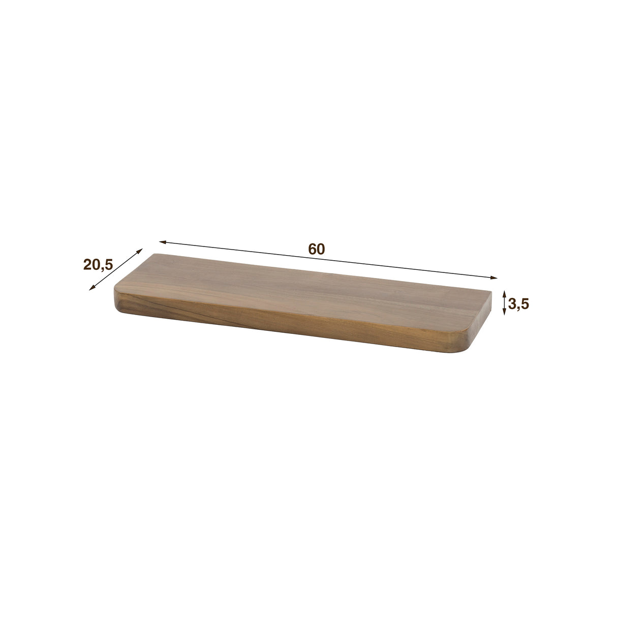 Vægbræt Acacia Drift Brown 60 cm - Massiv Træ 