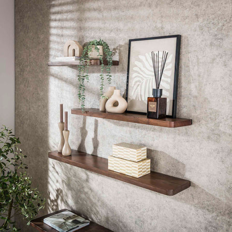 Wandplank Noa 90 cm - Acaciahout Drift Brown