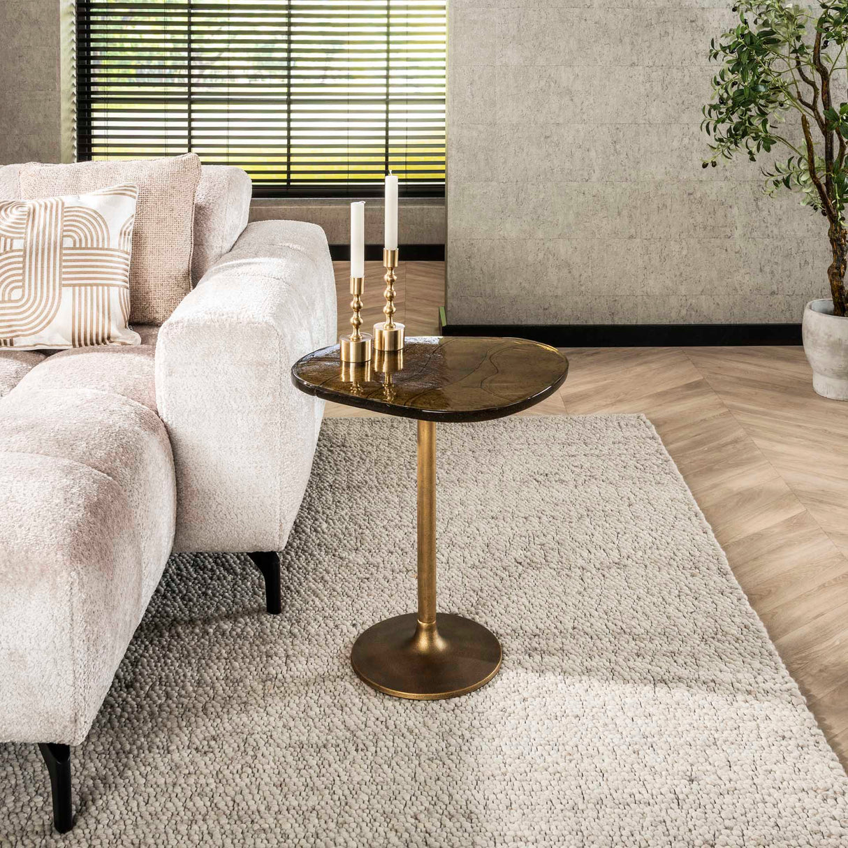Sidebord Aurora M - Antik Guld 50x55 cm 