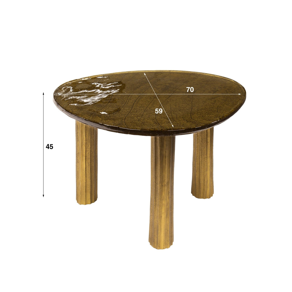 Organisk sofabord Aurora L – Antikguld – 70x59 cm 