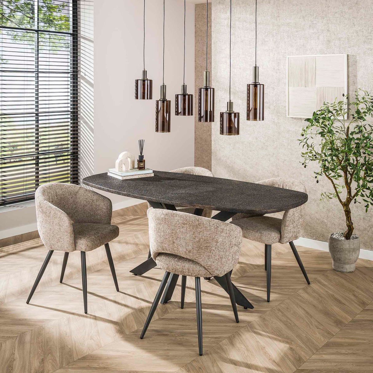 Spisebord Jax Dansk Oval 180 cm - Grå Metallic 