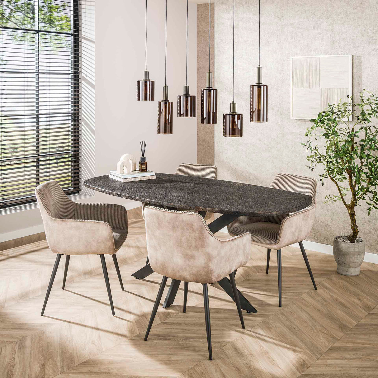 Spisebord Jax Dansk Oval 180 cm - Grå Metallic 