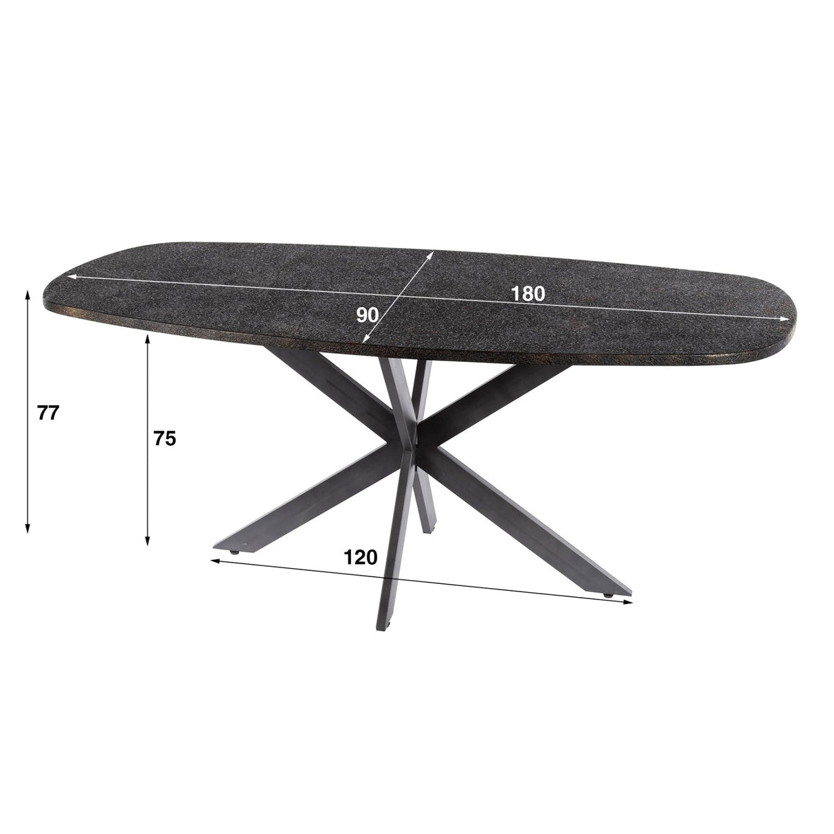 Spisebord Jax Dansk Oval 180 cm - Grå Metallic 