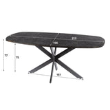 Spisebord Jax Dansk Oval 215 cm - Grå Metallic 
