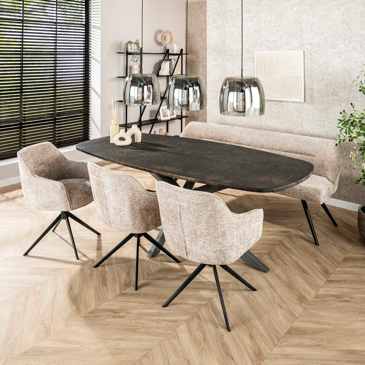 Spisebord Jax Dansk Oval 215 cm - Grå Metallic 