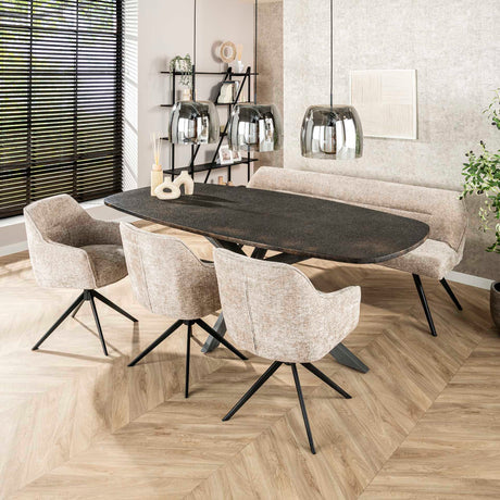 Spisebord Jax Dansk Oval 215 cm - Grå Metallic 