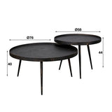 Salontafels - Industriële salontafel set Owen grijs metaal - Dimehouse