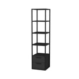 Boekenkasten - Boekenkast Robbins Black Zwart Antraciet Melamine 39x160x39 cm - Dimehouse