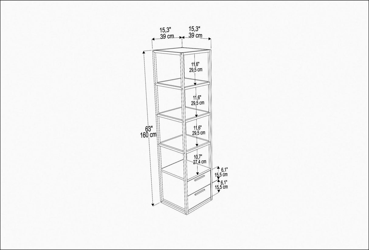 Boekenkasten - Boekenkast Robbins White Wit Melamine 39x160x39 cm - Dimehouse