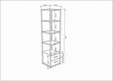 Boekenkasten - Boekenkast Robbins White Wit Eik Melamine 39x160x39 cm - Dimehouse