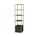 Boekenkasten - Boekenkast Robbins Gold Goud Antraciet Melamine 39x160x39 cm - Dimehouse