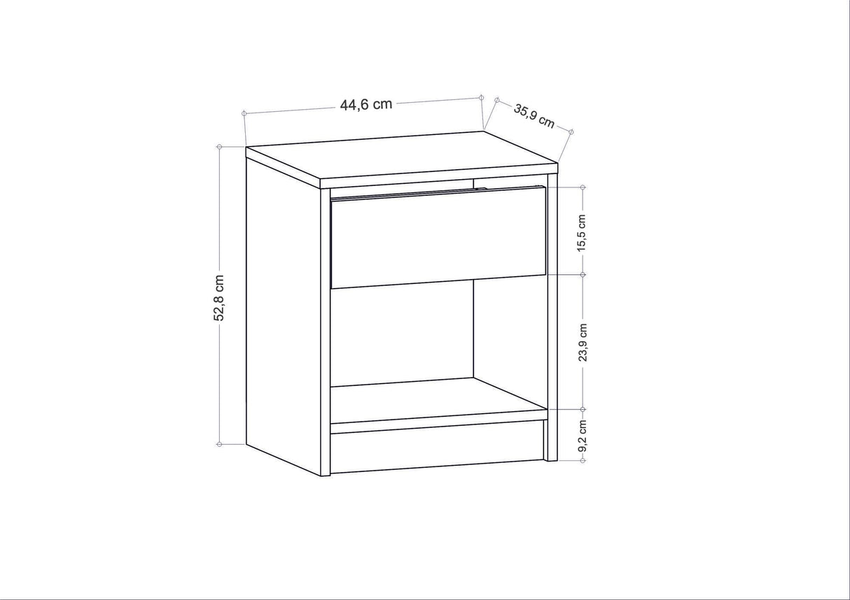 Sheridan sengebord antracit 44,6 cm Melaminbelagt møbelpanel