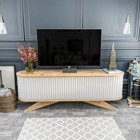 TV Meubels - TV Meubel Stor Saffier Wit Melamine 180x60x43 cm - Dimehouse