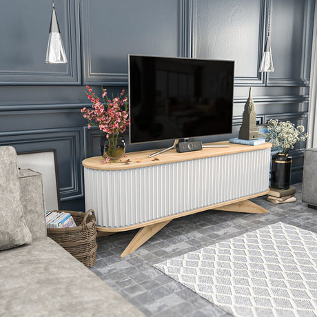 TV Meubels - TV Meubel Stor Saffier Wit Melamine 180x60x43 cm - Dimehouse