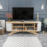 TV Meubels - TV Meubel Stor Saffier Wit Melamine 180x60x43 cm - Dimehouse