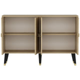 Ahart Console eikenlook met gouden accenten 120 cm Saffier eikenlook en goud Melamine gecoat houtcomposiet