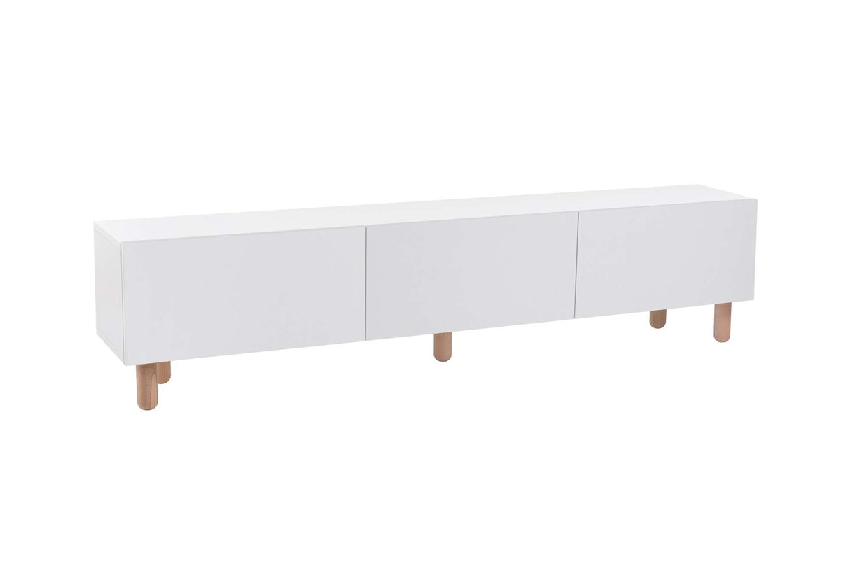 Alvin dressoir wit met houten poten 180 cm Melamine gecoat houtcomposiet