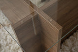 Rektangulært Moderne Sofabord Vetroni Valnødde Look - Glas - 105x65 cm 
