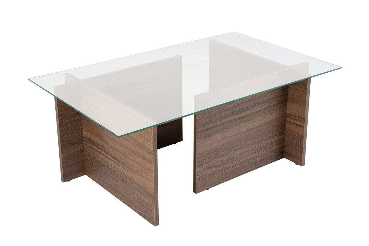Rektangulært Moderne Sofabord Vetroni Valnødde Look - Glas - 105x65 cm 