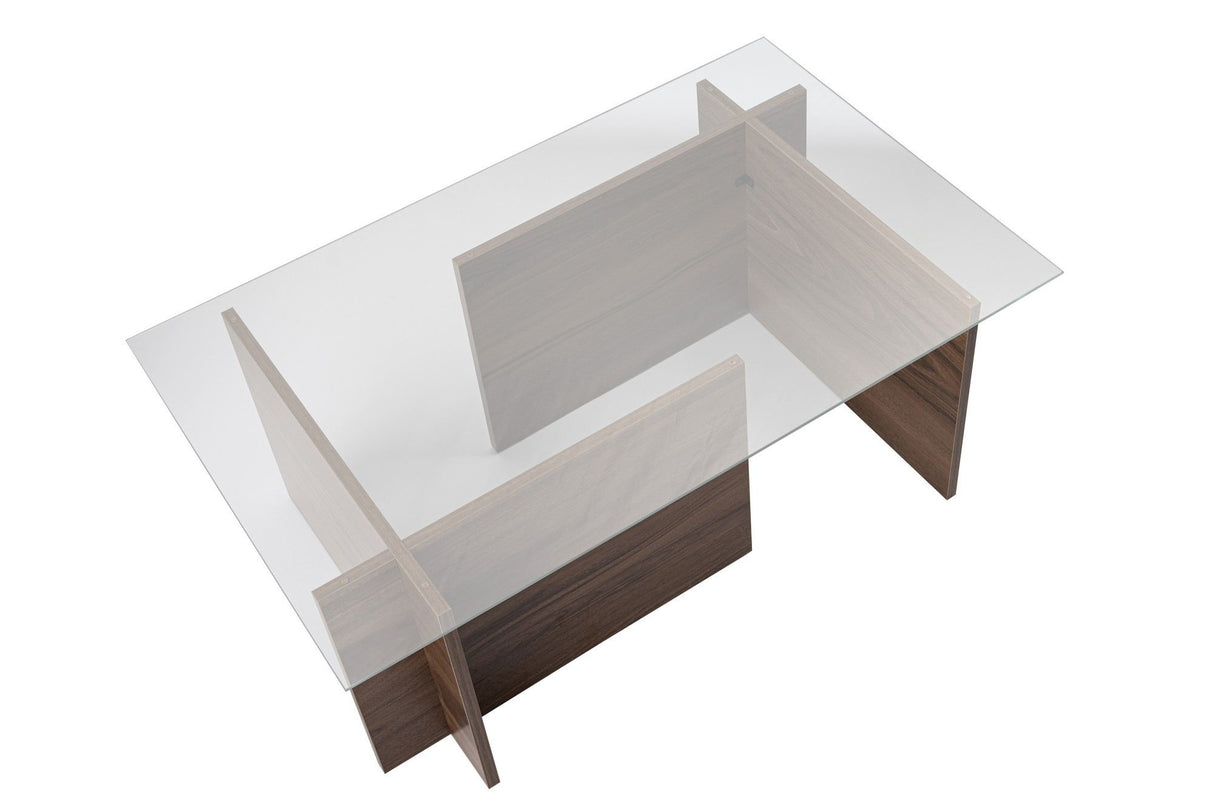 Rektangulært Moderne Sofabord Vetroni Valnødde Look - Glas - 105x65 cm 