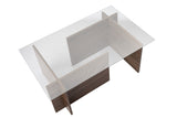 Rektangulært Moderne Sofabord Vetroni Valnødde Look - Glas - 105x65 cm 