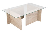 Rektangulær Moderne Sofabord Vetroni Travertin Look - Glas - 105x65 cm 