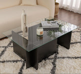 Rektangulært Moderne Sofabord Vetroni Sort Træ Look - Glas - 105x65 cm 
