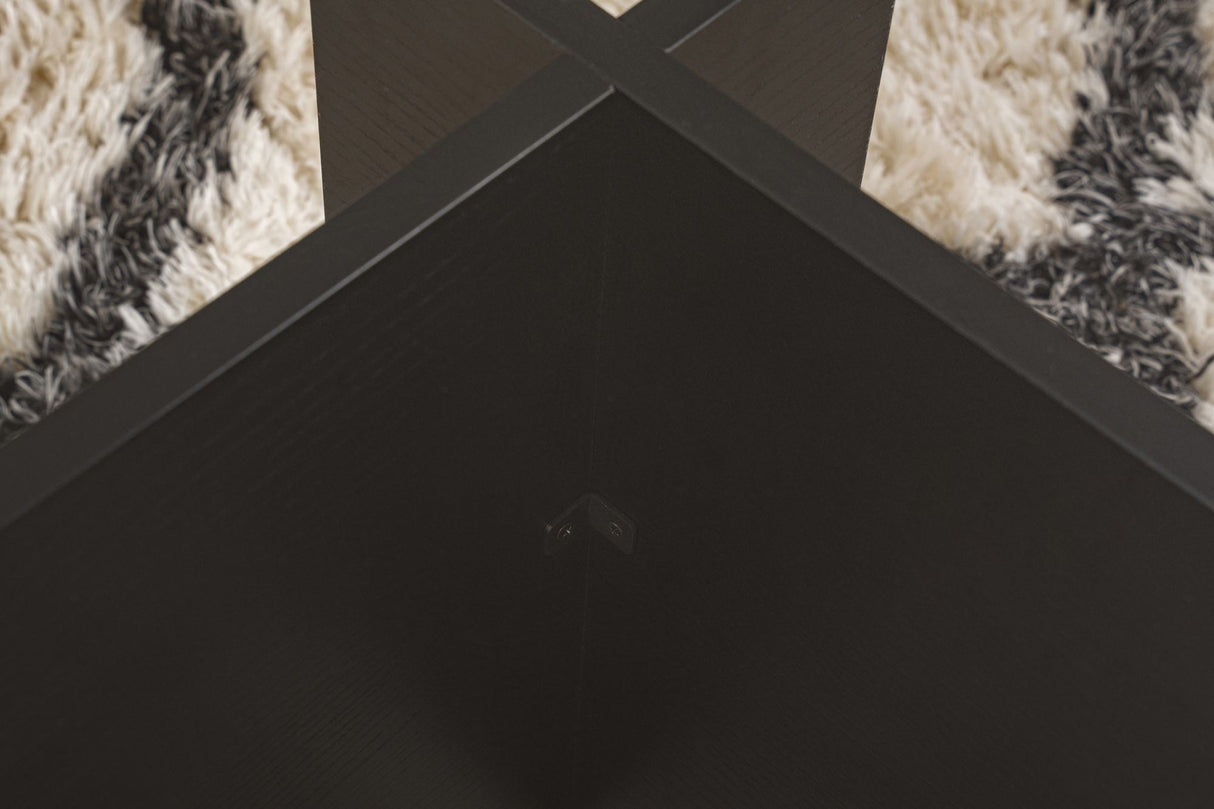 Rektangulært Moderne Sofabord Vetroni Sort Træ Look - Glas - 105x65 cm 