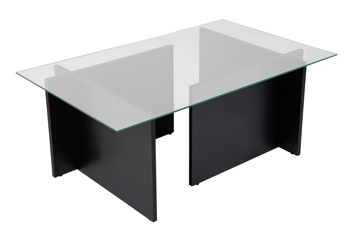 Rektangulært Moderne Sofabord Vetroni Sort Træ Look - Glas - 105x65 cm 
