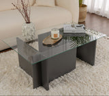 Rektangulær Moderne Sofabord Vetroni Antracit - Glas - 105x65 cm 